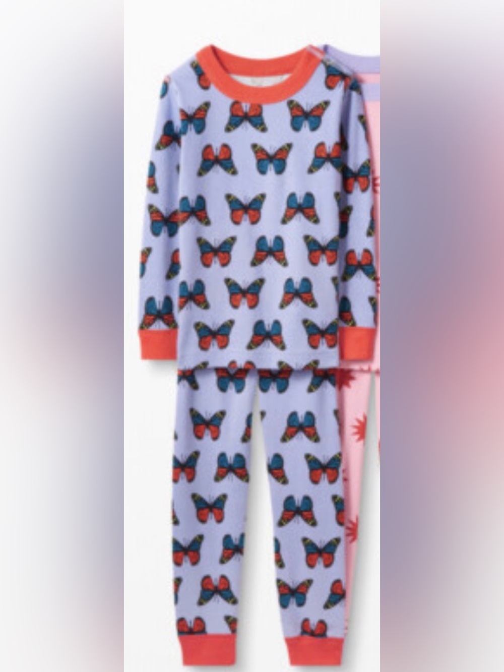 Hanna Andersson Lavender Butterfly Pajama Set with Red Accents Sz 120cm 6/7